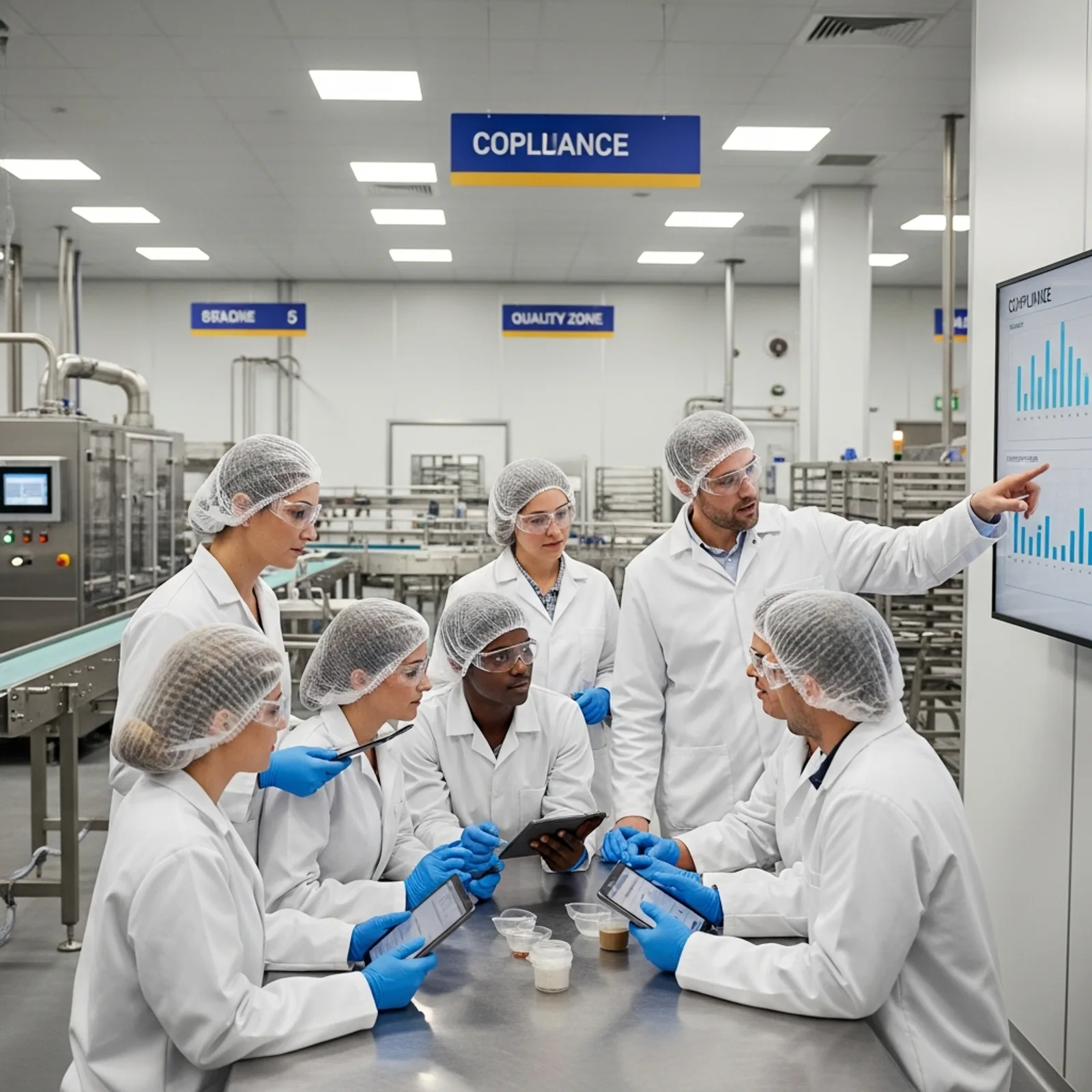 SQF Consulting Team collaborating in a food processing facility